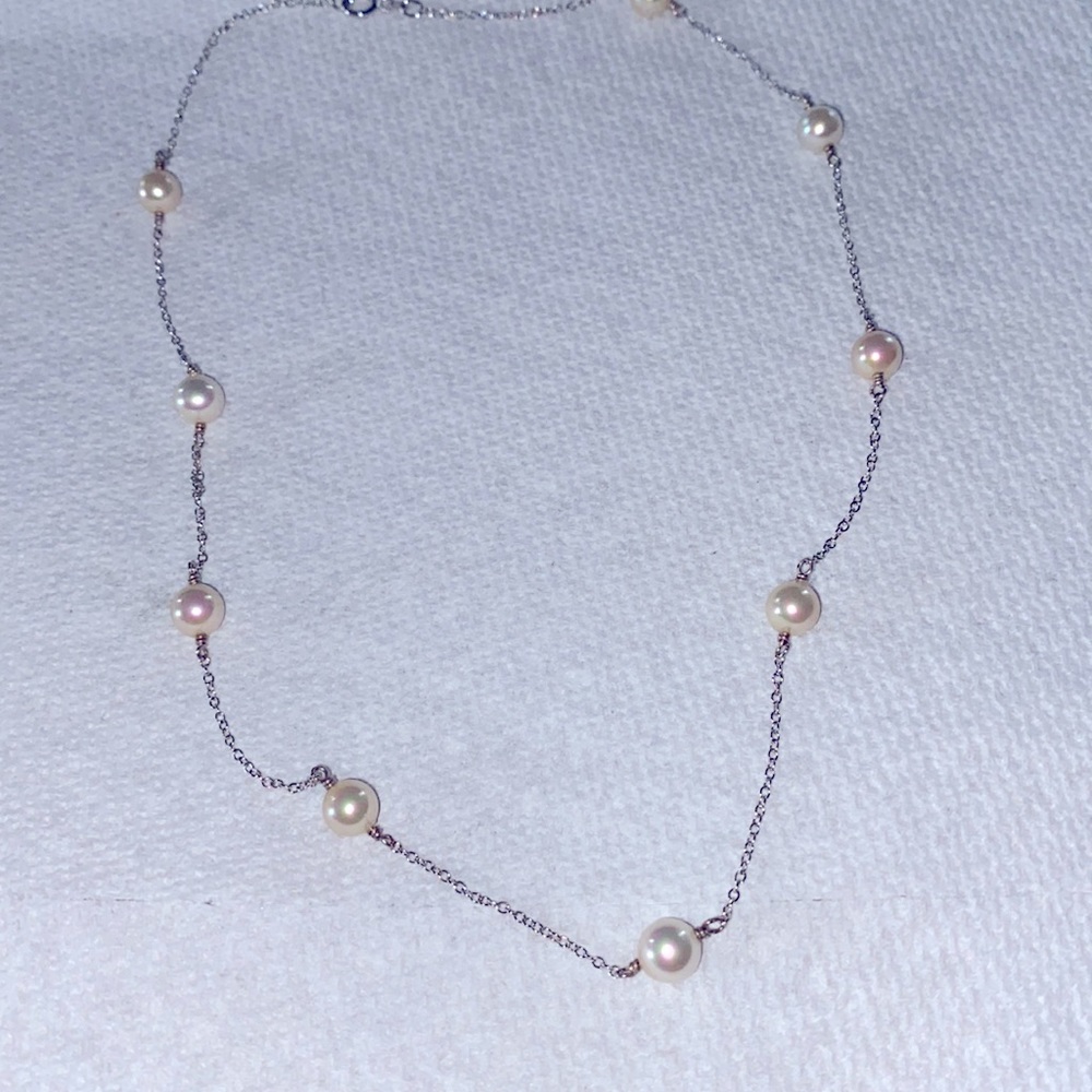 Majorica 6mm pearl sterling silver 16” Vintage Necklace